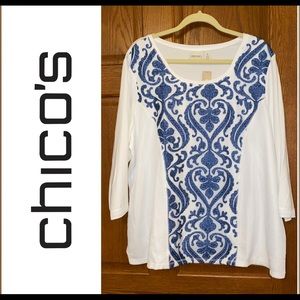 NWT Chico’s Size 4 Zenergy Paisley Mesh Front Top